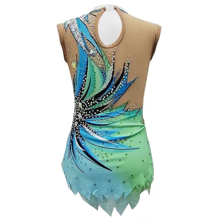 Kids Dance Rhythmic Gymnastics Leotards Figure Skating Dresses Multi-Colored Girls' Ice Skating Dress Competition Suit,A,4/6