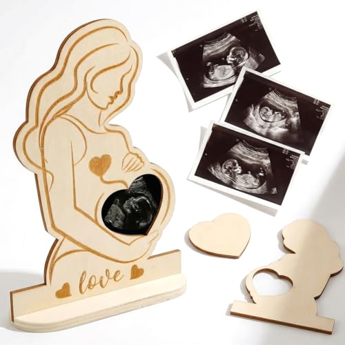 YAZWUR 2 Pcs Cadre Photo Échographie pour Future Maman - Cadeau Femme Enceinte Amour au Premier Regard