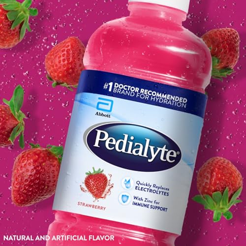 Image of Pedialyte Electrolyte Drink, Hydration Drinks for Kids & Adults, Strawberry, Liter, Pack of 8