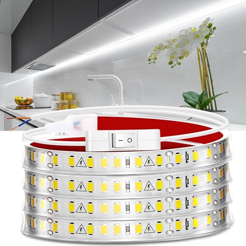 maylit Under Cabinet LED Strip Lighting Hardwired 72in, Ultra Bright Small LED Light Bar, 6000K Cool...
