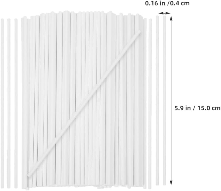 VOSAREA 300pcs Candy Paper Sticks Lollipop and Dessert Supports for Treats Marshmallows and Cake Practical for Home Baking and Candy Making