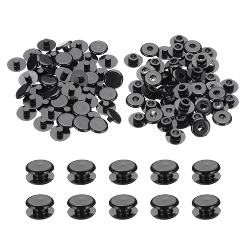 PATIKIL M5x3mm Plastic Binding Post, 50 Sets Plastic Chicago Screws Binding Screw Rivet Post Press-on Buckle for Leather Scrapbook Photo Albums, Black