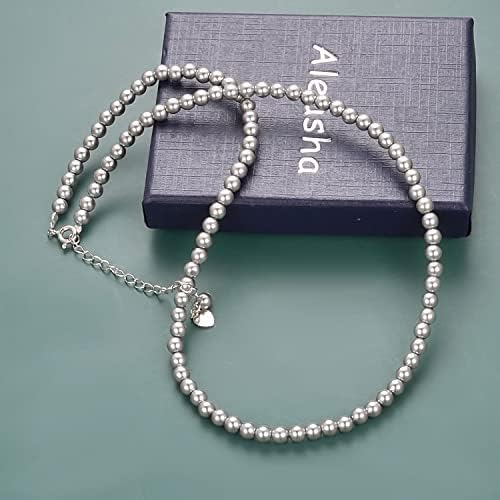 Aleasha 14" Sterling Silver Shell Pearl Choker for Women 4mm 6mm 8mm Dainty Pearl Necklaces s925 Wedding Jewelry - Image 9