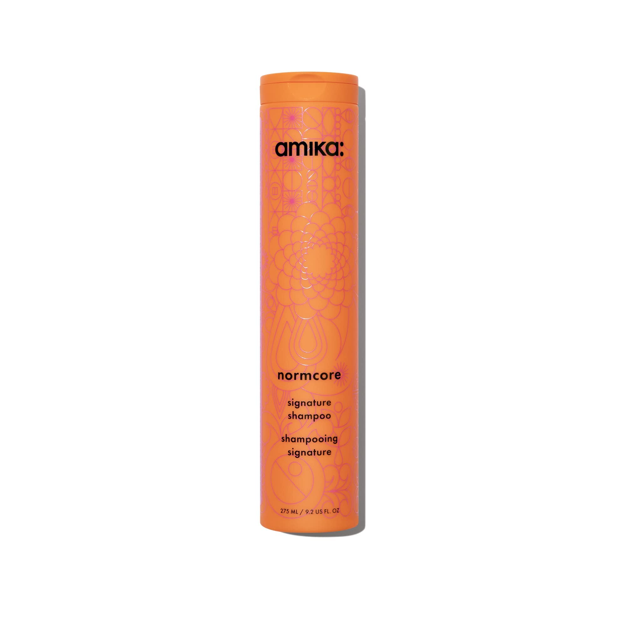 amika normcore signature hair shampoo - lightweight hair care for fine to medium strands - colour safe + sulfate free shampoo with sea buckthorn + coconut acid for soft + nourished strands (275 ml)