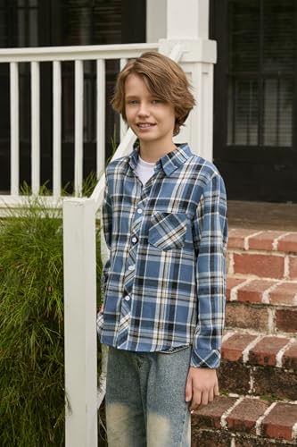 Image of Betusline Boy and Men Button Down Plaid Shirt | Soft,Breathable and Comfortable Fabric