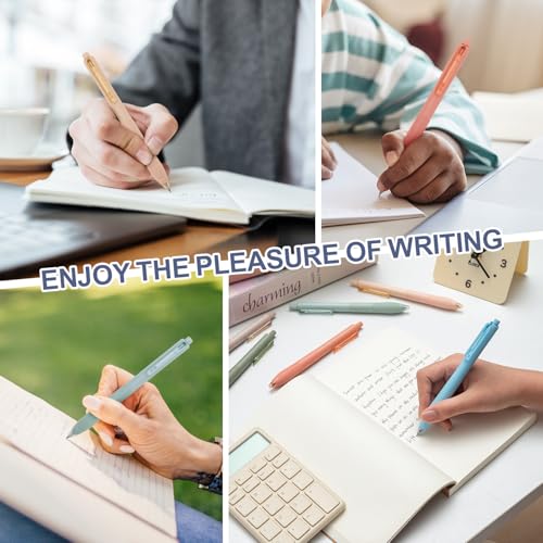 Image of Linbsunne Gel Pens Black Ink Pens for Office 0.5mm Fine Point Pens Smooth Writing Retractable Work Pen (Macaron 12 pcs)