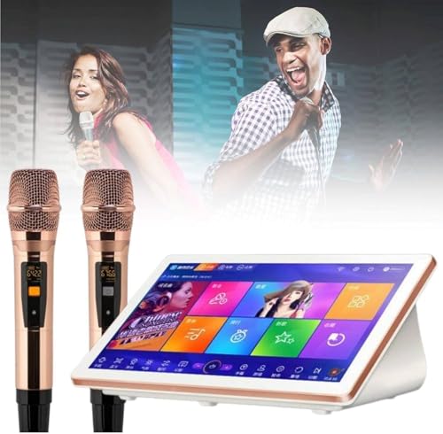 Macchina portatile per karaoke con lettore 4K, doppio microfono wireless, telecomando per telefono e supporto multilingue per intrattenimento domestico e feste