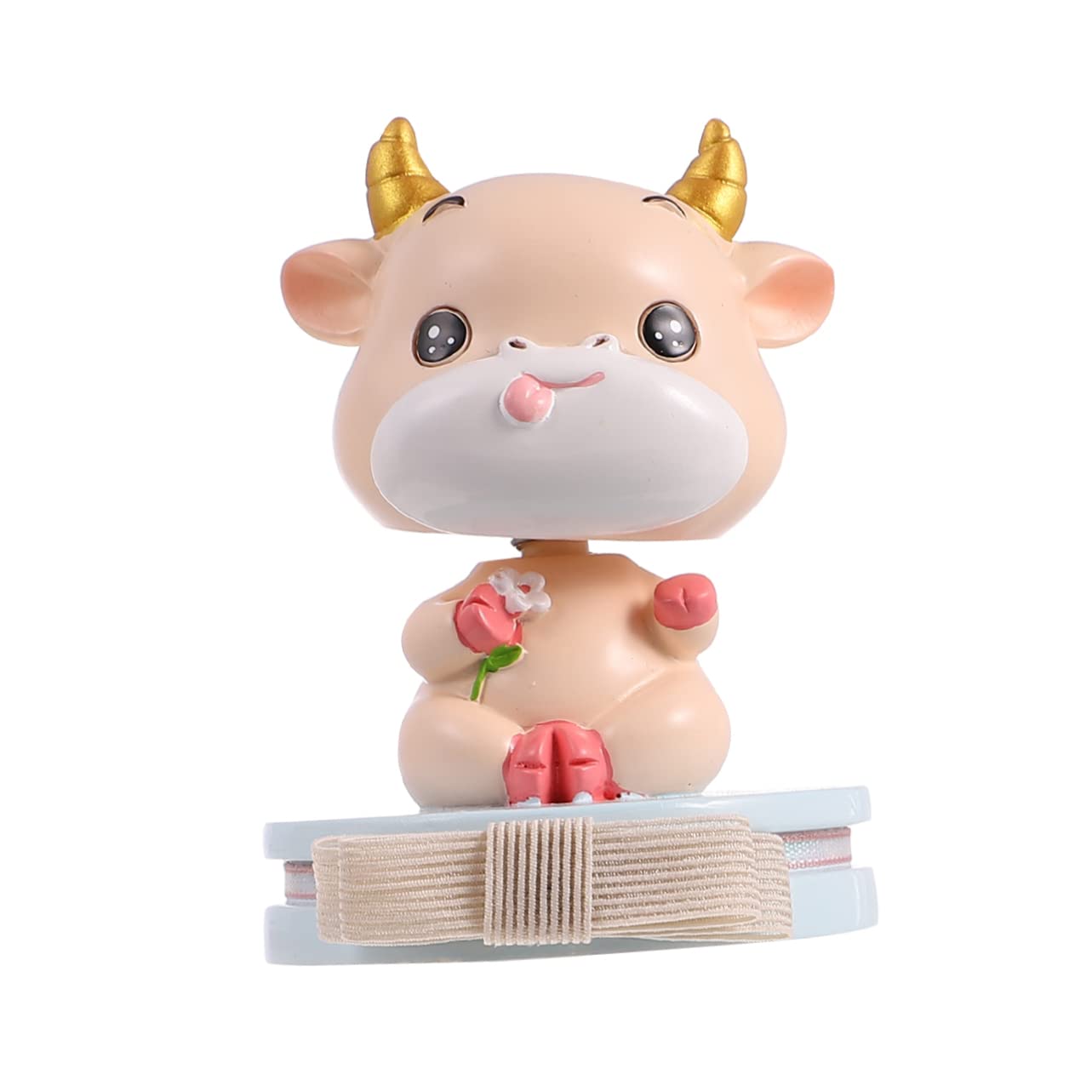 GOOHOCHY 1Pc Adorable Blue Base Desk Shaking Head Calf Ornament Craft for Car Home Office Decoration Fun Swinging Head Design