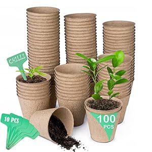100 Pack Peat Pots, Nursery Pots 3.15 Inch Starting Planter, Seed Germination Trays for Flower Vegetable Tomato Saplings & Herb Seed Germination