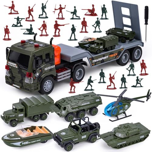 Lovestown HLT2535 38Pcs Military Truck Toy Set, Military Big Truck With Lights And Sounds Carrier Truck cover