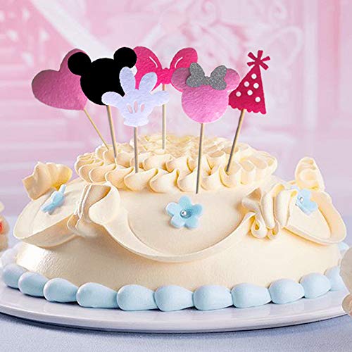Hongkai 24PCS Cake Toppers Kids 1st Birthday Baby Shower Gender Reveal Happy Birthday Wedding Decorations Supplies Cupcake Topper Party