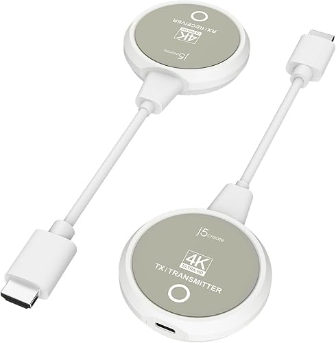 j5create ScreenCast - Transmisor y receptor HDMI inalámbrico 4K, extensor HDMI inalámbrico, compatible con 4K30Hz / 1080p60Hz, 2.4/5GHz, desde