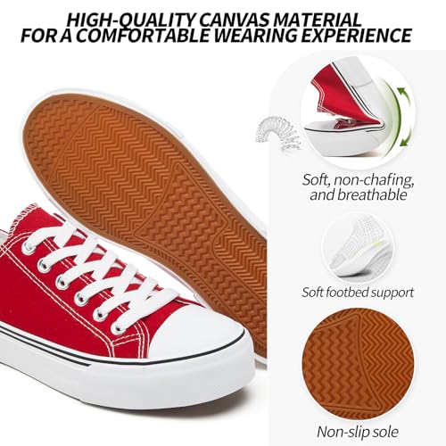 Image of Adokoo Canvas Tennis Shoes for Women Low Top Casual White Black Sneakers for Women Lace Up Fashion Comfortable Walking Shoes