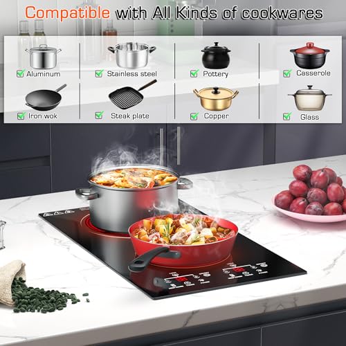 image for KOXKING 12 Inch Electric Cooktop 2 Burners, 220V-240V Ceramic Stove To