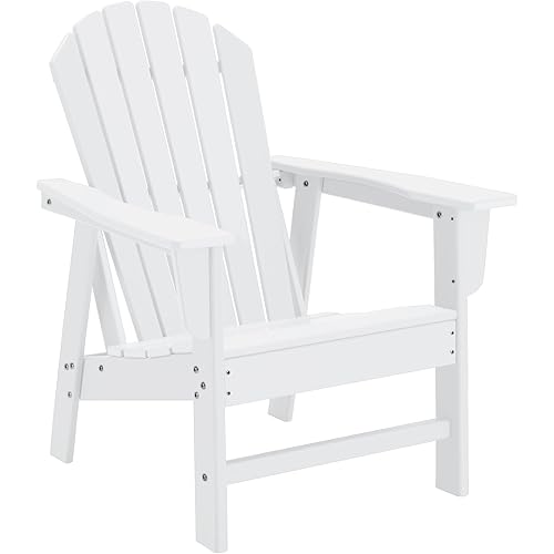 Adirondack Chairs, HDPE All-Weather Adirondack Chair, Fire Pit Chairs (Traditional, White)