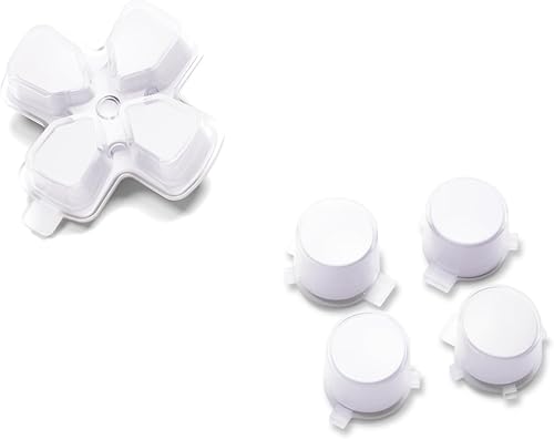 Miniatura 8 de eXtremeRate Robot de dos tonos blanco y transparente personalizado Dpad botones de acción reemplazo sin letra Impresión Botones faciales D-pad