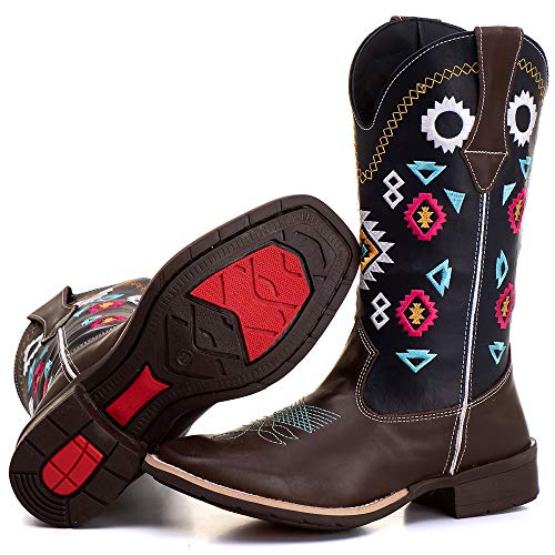 Bota Texana Feminina Couro Legítimo Estilo Country Festa Peão Cowgirl (36)