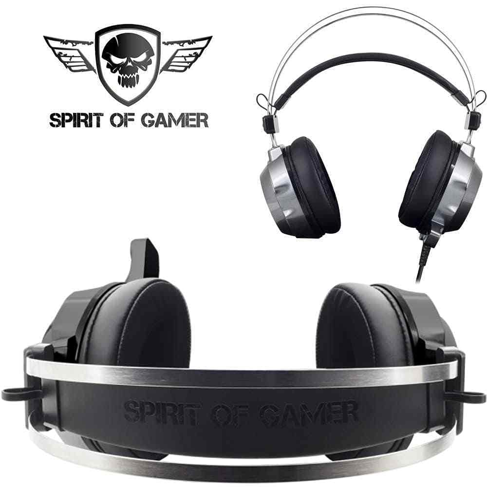Spirit Of Gamer ELITE-H30 - Auriculares Gaming PS5 Xbox X PS4 PC Switch Xbox One/Jack 2 x 3,5 mm/Sonido Stereo 2.0 con HP 50 mm - Ultra Light - Leds Verdes