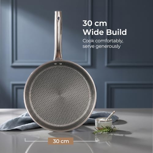 Image of Lifelong Triply Honeycomb Dosa Tawa for Kitchen | 3-Layered SS Construction | Nonstick Coating | 2.5mm Thickness | Scratch-Resistant | Even Heating with Less Oil | Gas & Induction Compatible (30cm)