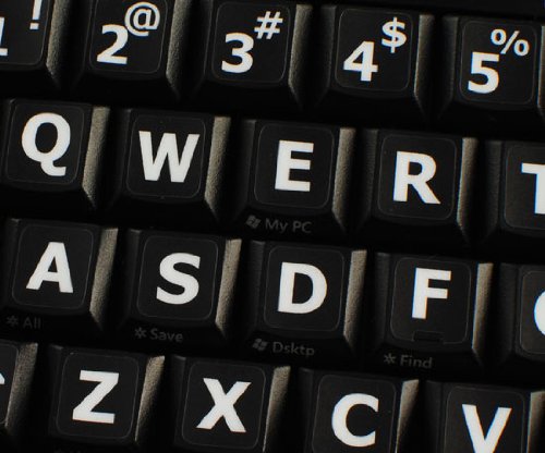 Calcomanías teclado inglés US letras grandes negro mate miniatura 3