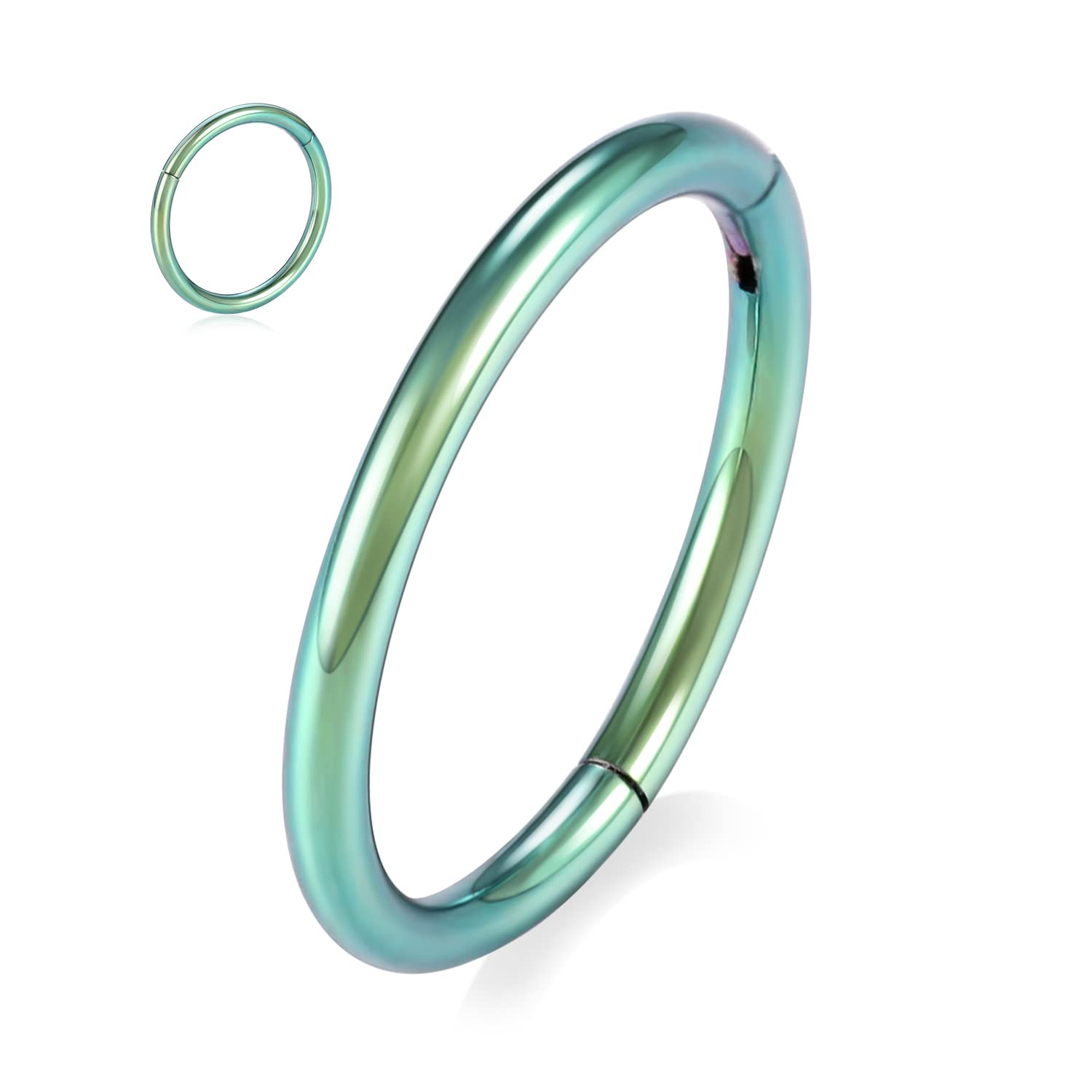 hengkaixuan 316L Surgical Steel Nose Hoop Ring Hinged Segment Clicker Ring Cartilage Helix Lip Tragus Conch Piercing Jewellery Sleeper Earrings Septum Lobe Hoop Earring for Women — view 5