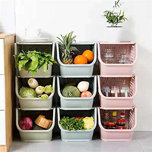 Cesta de almacenamiento de cocina apilable y rack de organización para el hogar en color D 3