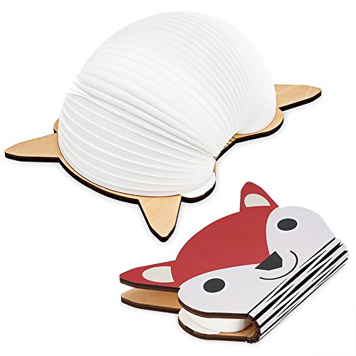 Mini Lampe de Livre Pliant , IlifeSmart USB Rechargeable Pliable en Bois /en Forme de Tête de Renard Extreme Book Shape Nuit Lumière d'Ambiance Eclairage Colle