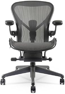 Herman Miller Aeron Chair Size A - Graphite Semi-Loaded Adjustable Arm Height Tilt Tension Control Posture Fit - Repackaged Ergonomic Office Desk Chair