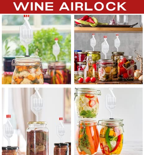 Image of S-Shape Fermentation Airlock for Home Brewing Plastic Bubbler with Dust Cap for Wine Making, Beer, Kombucha & Kimchi Airlock Fermentation Tube for Wine Making kit (L 17cm*W 3cm*H 0.76cm, 2Pcs)
