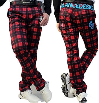 Amazon Co Jp チェックパンツミニスカル刺繍パンツ 大きいサイズ Bigパンツ メンズ ゴルフウェア ズボン パンツ 男性 Balancedesign ゴルフズボン メンズウェア大きいサイズカラーパンツ Golf 限定 お洒落 W30 チェック柄 スポーツ アウトドア