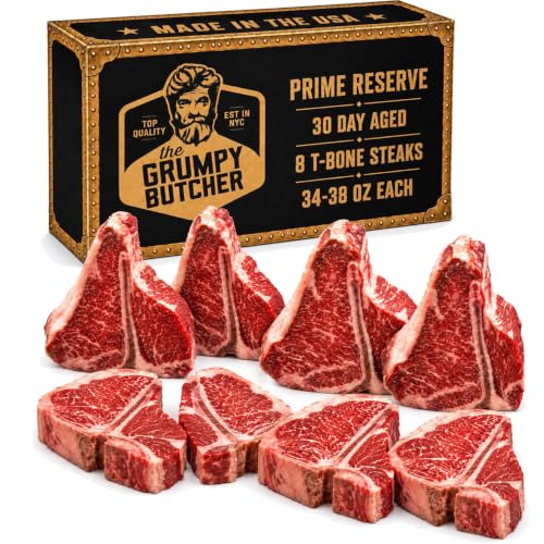 Grumpy Butcher Prime Reserve T-Bone Steaks, 8 Pack