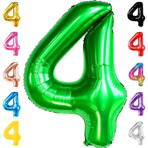 Image of KatchOn Dark Green Number 4 Balloons - 40 Inch | 4 Birthday Decorations | 4 Balloon Green for Birthdays | 4th Birthday Balloons Boy, 4th Birthday Decorations for Boys, 4 Balloon Number Green