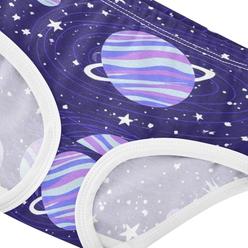 Cute Planets Stars Purple Panties for Girl Toddler Underwear Floral Cotton Funny Briefs Underpants 2t4