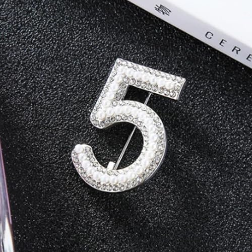 hiwhale Mode Strass-Perle Embelli n ° 5 Broches pour Les Femmes, Accessoires de Bijoux élégants pour Manteaux et Tenues