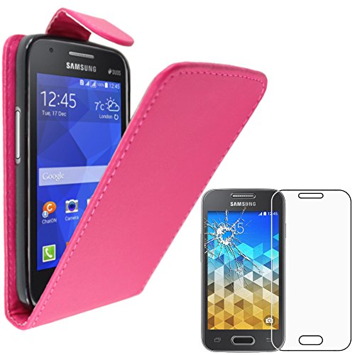 ebestStar - Coque Compatible avec Samsung Galaxy Trend 2 Lite SM-G318H, Galaxy V Plus Etui Housse PU Cuir Rabat Flip, Rose + Film écran Verre Trempé...