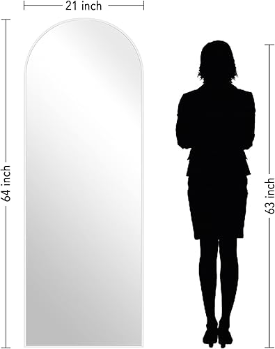 Miniatura 7 de PexFix - Espejo de longitud completa, 64 x 21 pulgadas, espejo arqueado blanco, espejo grande de pie para colgar [64 x 21 pulgadas, color blanco]