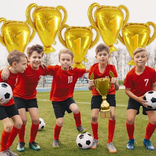 Image of Rozi Decoration Champion 1st Trophy Shape Gold Foil Balloon | Winner Theme Decoration Balloon for Birthday, Sports Party & Celebration Decor | Helium or Air Inflatable Balloon