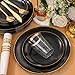 Supernal 350pcs Black & Gold Plastic Dinnerware Set, Elegant Black Plates with Golden Edges, Gold Plastic Silverware, Durable Tableware Perfect for Birthdays, Parties, Wedding, Celebration