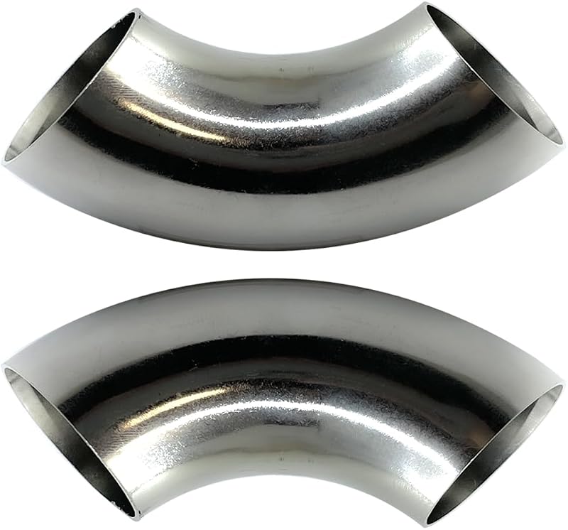 Curva de escape em aço inoxidável cotonlake 90° com diâmetro externo de 3,18 cm – Conjunto com 2 unidades