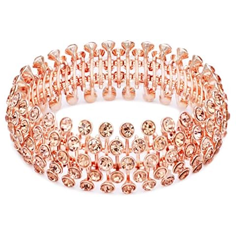 Lavencious Tennis 5 Row Rhinestone Stretch Bracelets Cover