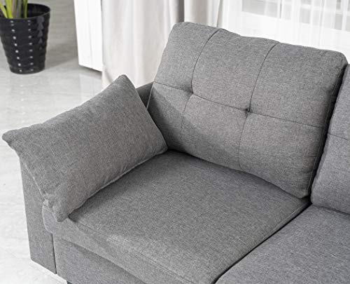 GOOD & GRACIOUS Convertible Sectional Sofa Sets with Ottoman Chaise Lounge, Modular L-Shaped Mid Century Modern Comfy Sofa Couch for Living Room Bedroom Small Space, Dark Gray, 101.25\" 49.5\" 31\" - Thumbnail 5