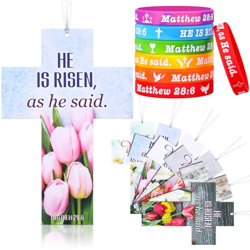Dispowreath 60 Pcs Easter He is Risen Bookmarks...