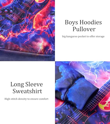 Image of Belovecol Boys Hoodies 3D Printed Hooded Sweatshirts with Pocket for 6-16Y | Pullover Hooded Style Pattern All-over Printed Long Sleeve Non-Fleece Soft Lightweight Tops for Kids