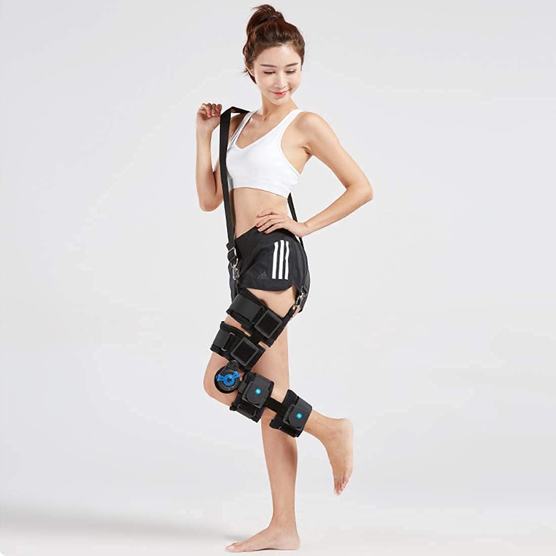 Rodillera ROM con Bisagras Ajustable, Soporte para Inmovilizador De Lesiones De Rótula, Protector Ortopédico Médico, Estabilizador De Pierna Completo, Ortesis De Rodilla, Férula