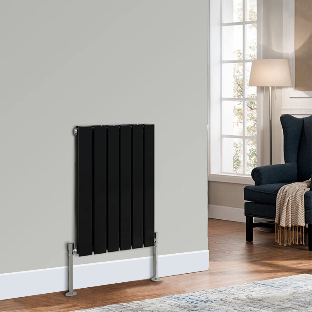 NRG 600x408 mm Black Column Designer Radiator Horizontal Double Flat Panel