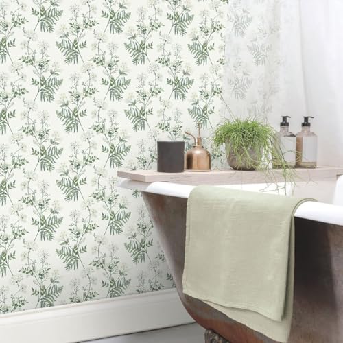 Image of Peel and Stick Vintage Flowers Leaves Birds Design Wallpaper | Waterproof Removable Wallpaper | Self Adhesive Wallpaper for Bedroom Living Room Home & Kitchen |16.5X87Inch