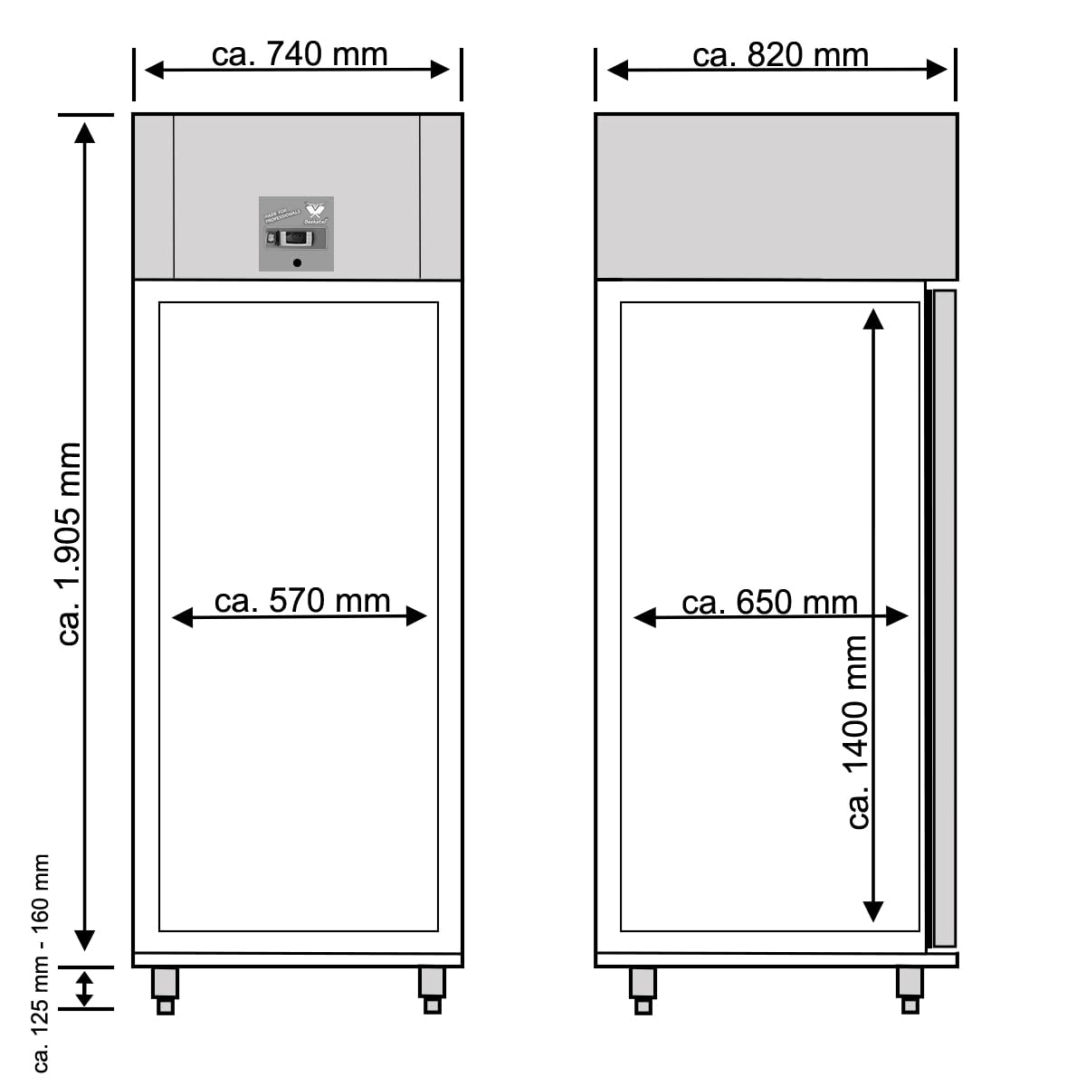 Beeketal Gastro Edelstahl Kühlschrank KS-580B – Gewerbekühlschrank 539L mit Umluftkühlung, Digitale Steuerung, Energieklasse C, Profi Gastronomie Kühlschrank 230V vollständig montiert