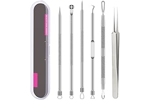 Blackhead, Whiteheads and Comedone Remover - 6 Pcs Premium Pimple Popper Tool Kit