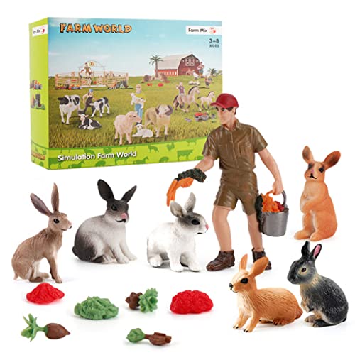 ShapeW Bauernhoftiere Figuren Spielzeug Set Kaninchen Pferd Modell Spielset Realistische Tiere Action Figur Cake Topper – Bild 7