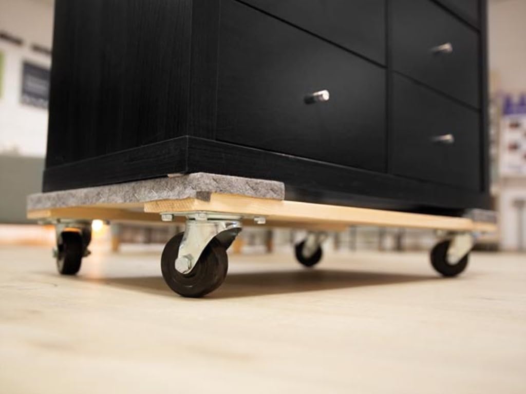 Toolland Plataforma con Ruedas Resistente con Base Grande de Madera 76 x 46 cm, 4 Ruedas giratorias y protección de Fieltro, Ideal para Transportar Muebles y Cargas Pesadas hasta 400 kg